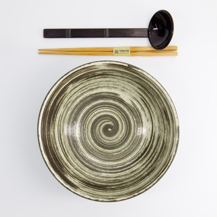 Tokyo Design Studio - Asashio - 3-teiliges Ramen-Geschenkset - Weiß/Brauner Löffel - 21x9 cm - 1300 ml – Bild 2