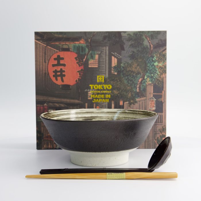 Tokyo Design Studio - Asashio - 3-teiliges Ramen-Geschenkset - Weiß/Brauner Löffel - 21x9 cm - 1300 ml – Bild 3