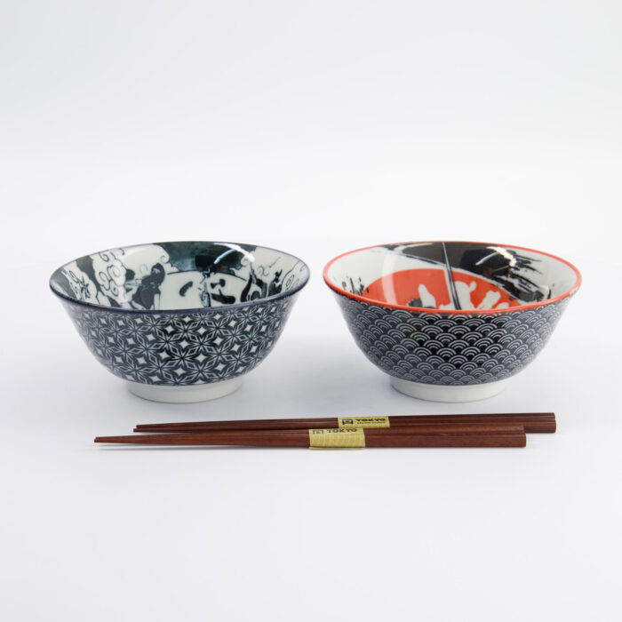 Tokyo Design Studio - Asakusa - Nudelschalen Set A (Samurai/Ninja) - 2 Personen - 14.8x7cm - 550ml – Bild 2