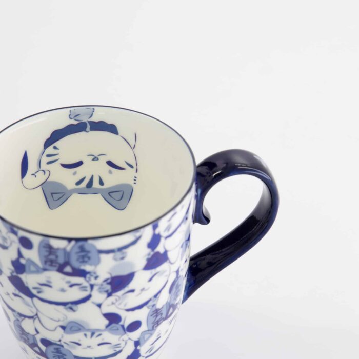 Tokyo Design Studio - Kawaii - Blaue Maneki Tasse mit Geschenkbox - 8.5x10.2cm - 340ml – Bild 5
