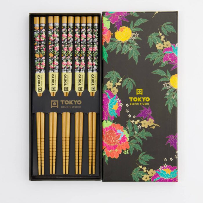 Tokyo Design Studio – Essstäbchen Geschenkset – 5 Paare – Blumenmotiv – Bild 2