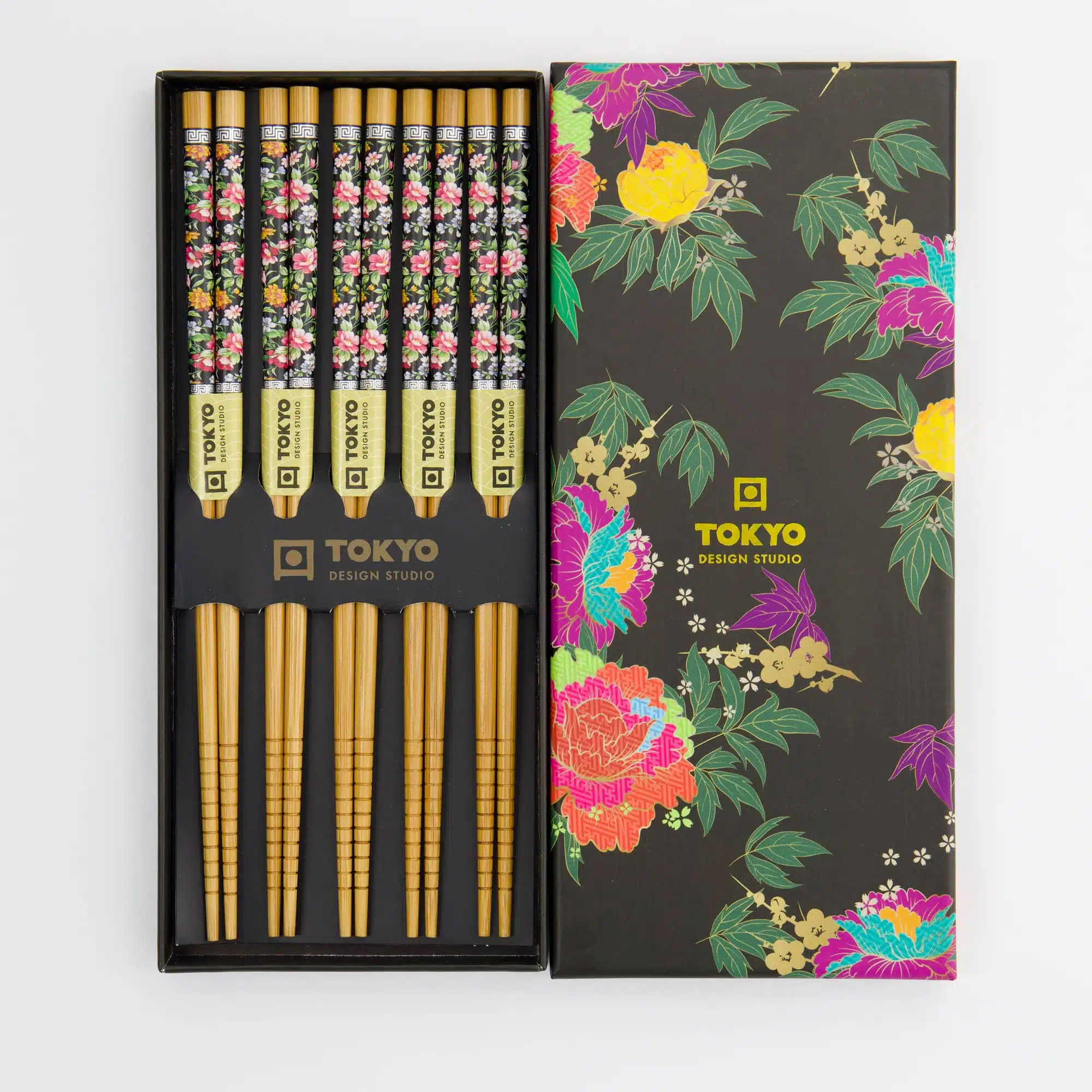Tokyo Design Studio – Essstäbchen Geschenkset – 5 Paare – Blumenmotiv – Bild 2