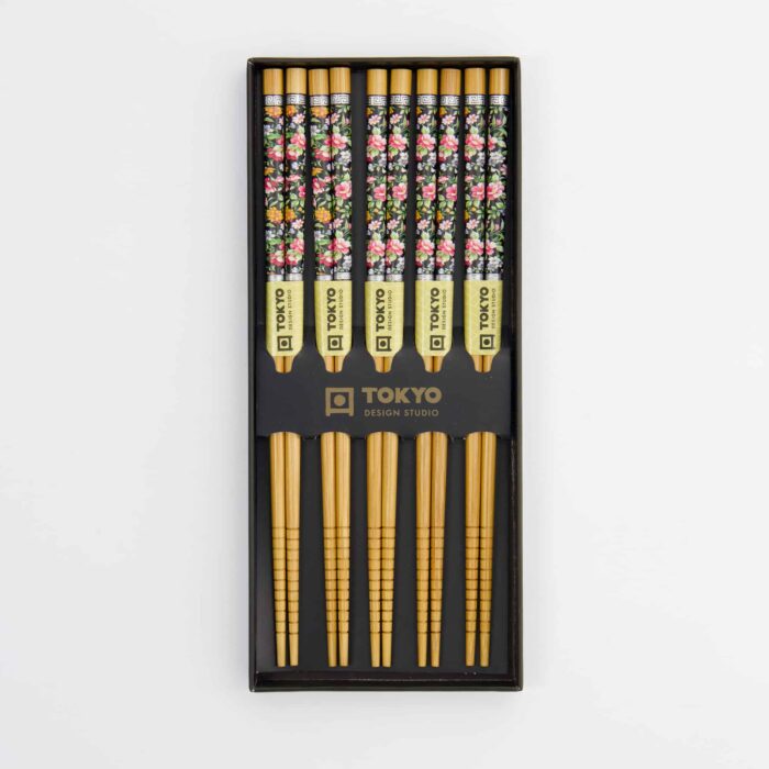 Tokyo Design Studio – Essstäbchen Geschenkset – 5 Paare – Blumenmotiv – Bild 3