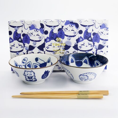 Tokyo Design Studio - Kawaii - Tayo Kom Giftset 2-delig met Chopsticks - Kat - 14.9x6.7cm - 500ml - 4e variant