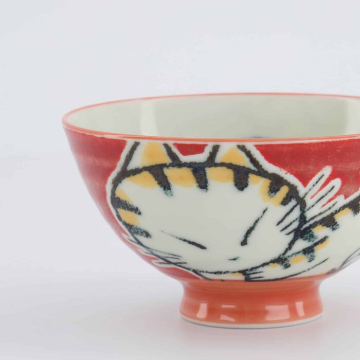 Tokyo Design Studio - Kawaii Reisschale - Schlafende Katze - Rot - 11.5x6cm – Bild 3