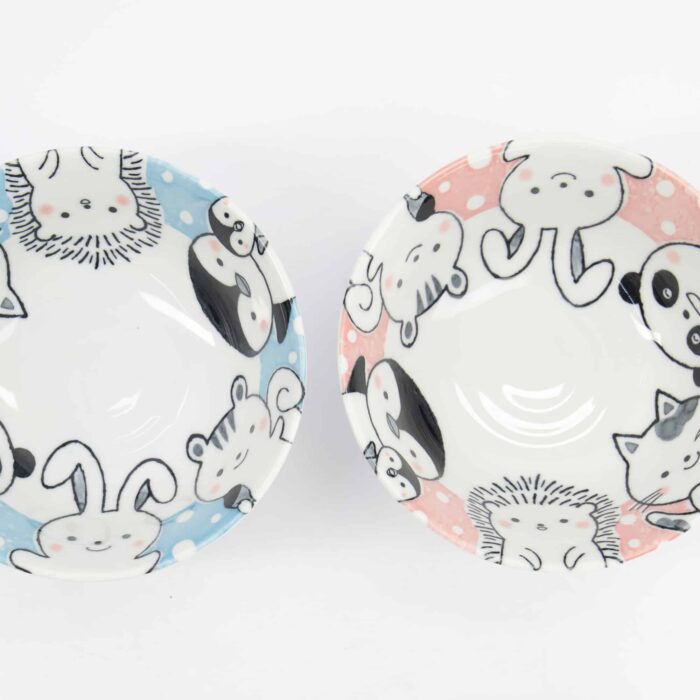 Tokyo Design Studio - Kawaii - Tiere - Tayo Schalen Geschenkset - 2 Stück mit Essstäbchen - 15.2x6.7cm - 500ml - Blau/Rosa – Bild 5