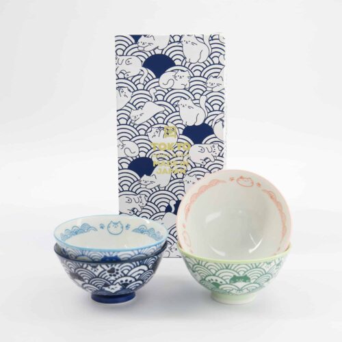 Tokyo Design Studio - Kawaii Animals - Kom Giftset Kat - 4 stuks - 11.3x5.8cm