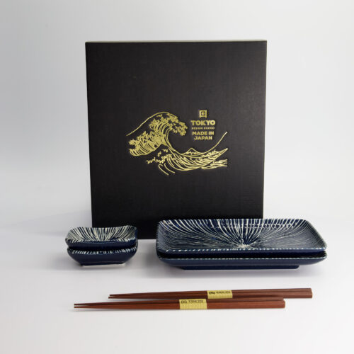 Tokyo Design Studio - Blue Tokusa - Sushi Giftset - 2 Persoons - 20,8x13,3x2,5cm & 8,8x6,3x2,5cm