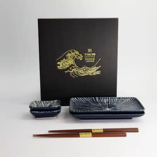 Tokyo Design Studio - Blue Tokusa - Sushi Giftset - 2 Persoons - 20,8x13,3x2,5cm & 8,8x6,3x2,5cm