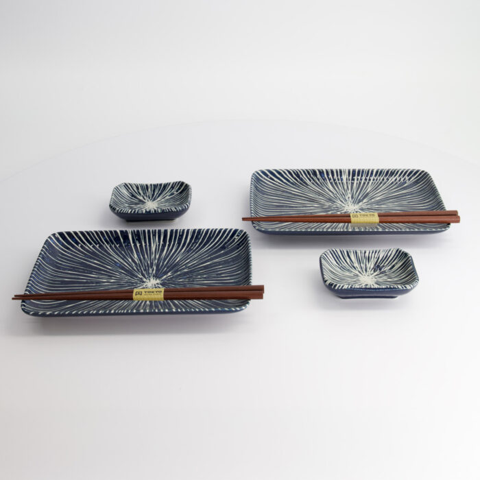 Tokyo Design Studio - Blue Tokusa - Sushi Geschenkset - 2 Personen - 20,8x13,3x2,5cm & 8,8x6,3x2,5cm – Bild 4