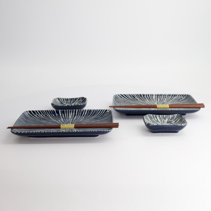 Tokyo Design Studio - Blue Tokusa - Sushi Geschenkset - 2 Personen - 20,8x13,3x2,5cm & 8,8x6,3x2,5cm – Bild 3