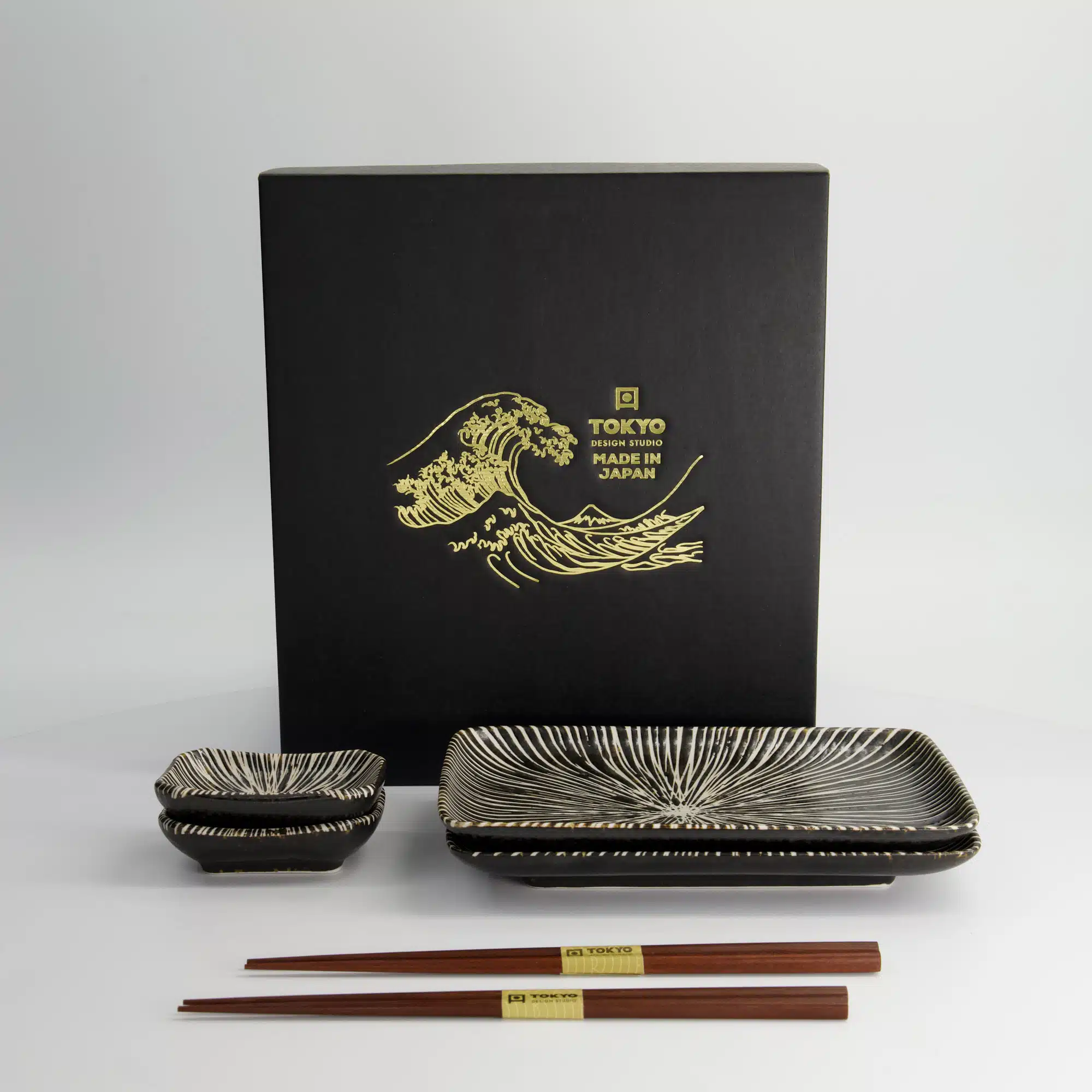 Tokyo Design Studio - Brown Tokusa - Sushi Giftset - 2 Persoons - 20.8x13.3x2.5cm & 8.8x6.3x2.5cm