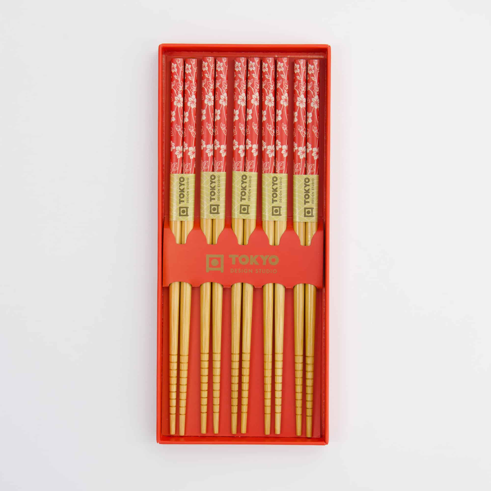 Tokyo Design Studio – Essstäbchen Geschenkset – Fünfteilig – Red Leaf – Bild 3