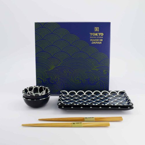 Tokyo Design Studio – Kobalt Blauw – Zeemeermin – Sushi Cadeauset – 6-delig – 22x13x2cm & 8.5x3.4cm