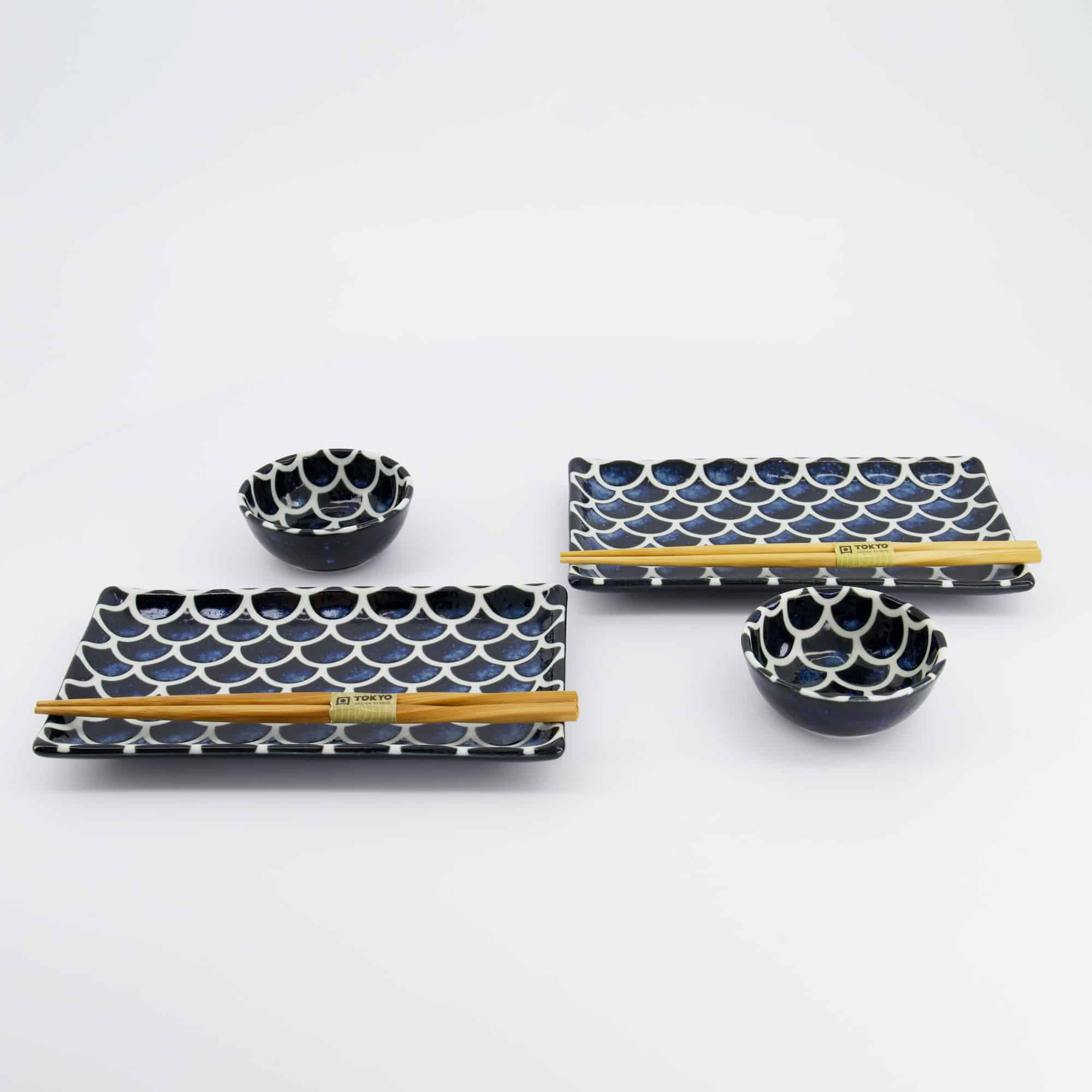 Tokyo Design Studio – Kobaltblau – Meerjungfrau – Sushi Geschenkset – 6-teilig – 22x13x2 cm & 8.5x3.4 cm – Bild 3