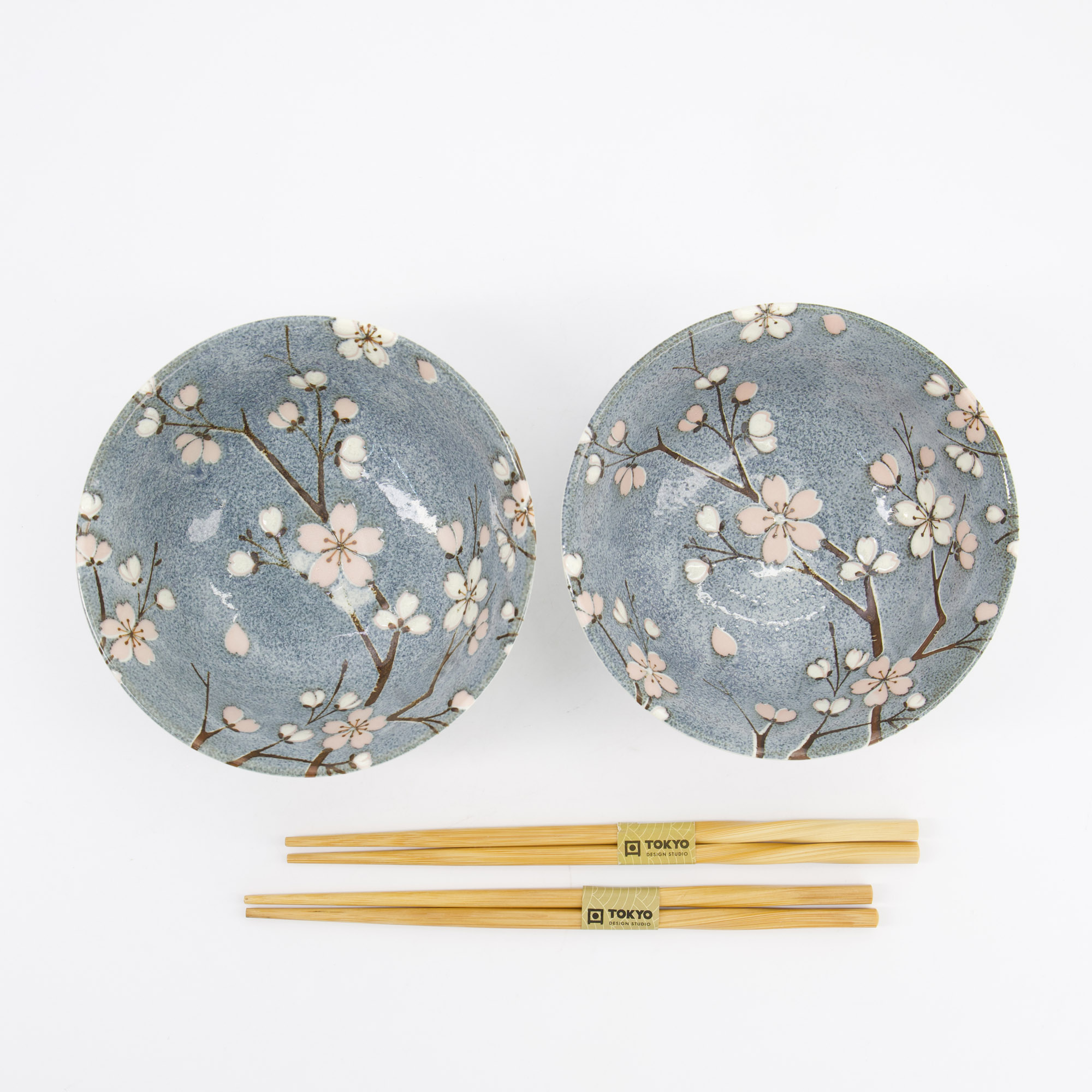 Tokyo Design Studio - Fujisakura - Tayo Schüssel Geschenkset 2 Stück mit Essstäbchen - 15,2x6,7 cm - 500 ml - Grau – Bild 3