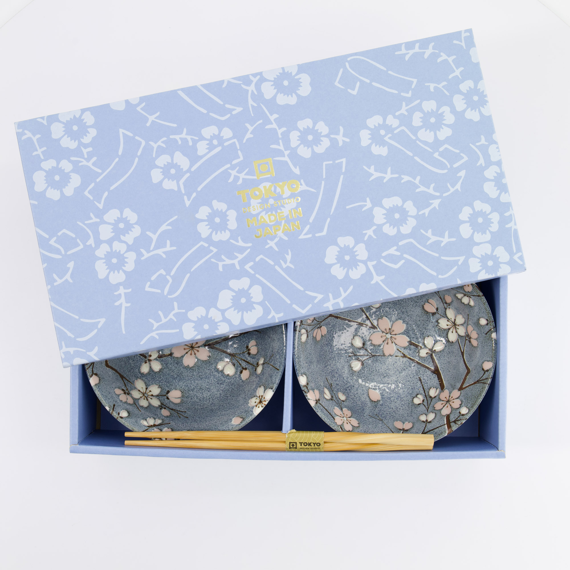 Tokyo Design Studio - Fujisakura - Tayo Schüssel Geschenkset 2 Stück mit Essstäbchen - 15,2x6,7 cm - 500 ml - Grau – Bild 5