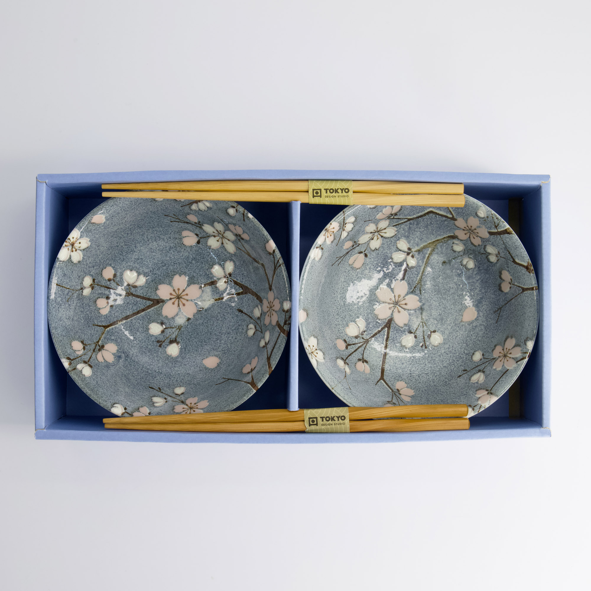 Tokyo Design Studio - Fujisakura - Tayo Schüssel Geschenkset 2 Stück mit Essstäbchen - 15,2x6,7 cm - 500 ml - Grau – Bild 2