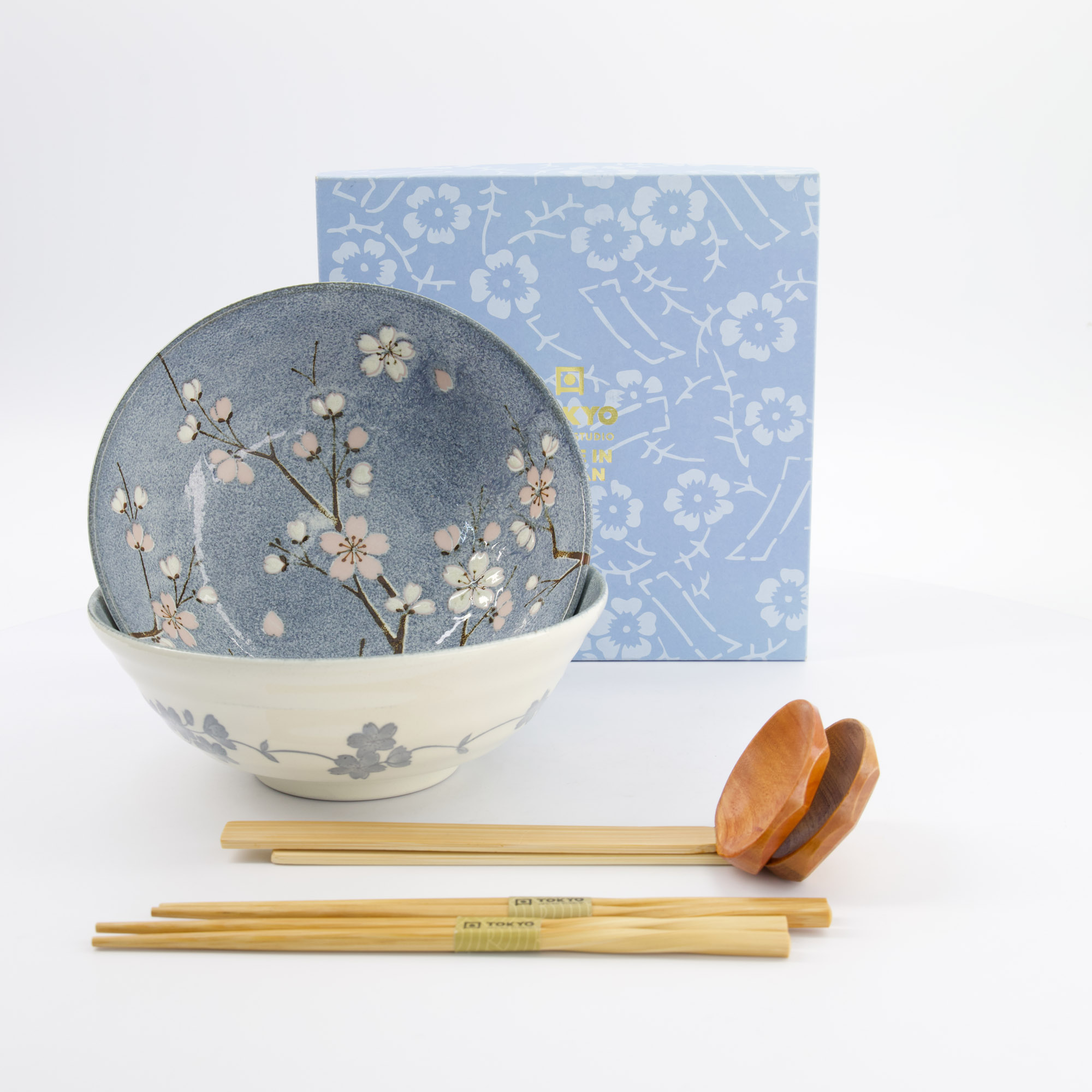 Tokyo Design Studio - Kommen Set - Fujisakura - 6-delige Ramen Cadeauset - 21x7.8cm - 1000ml - Grijs