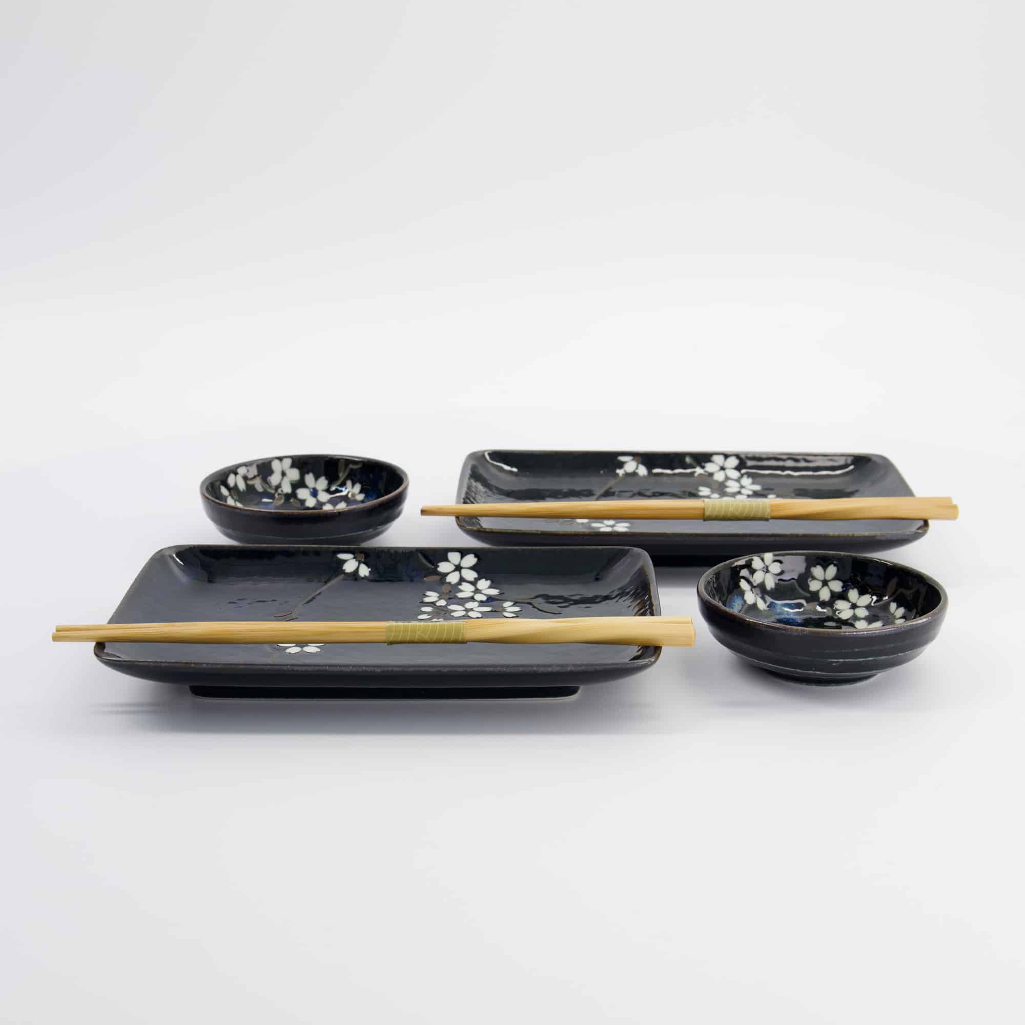 Tokyo Design Studio - Kobaltblaue Sakura - 6-teiliges Sushi-Geschenkset - 20,5x13,2x2,5cm & 9,5x3cm – Bild 2