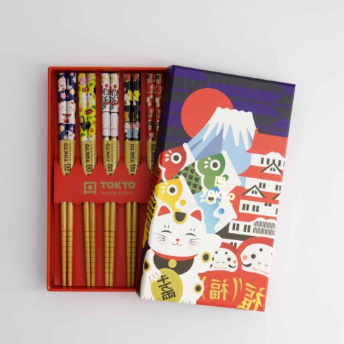 Tokyo Design Studio - Children Chopstick Giftset/5 - Lucky Cats Japan