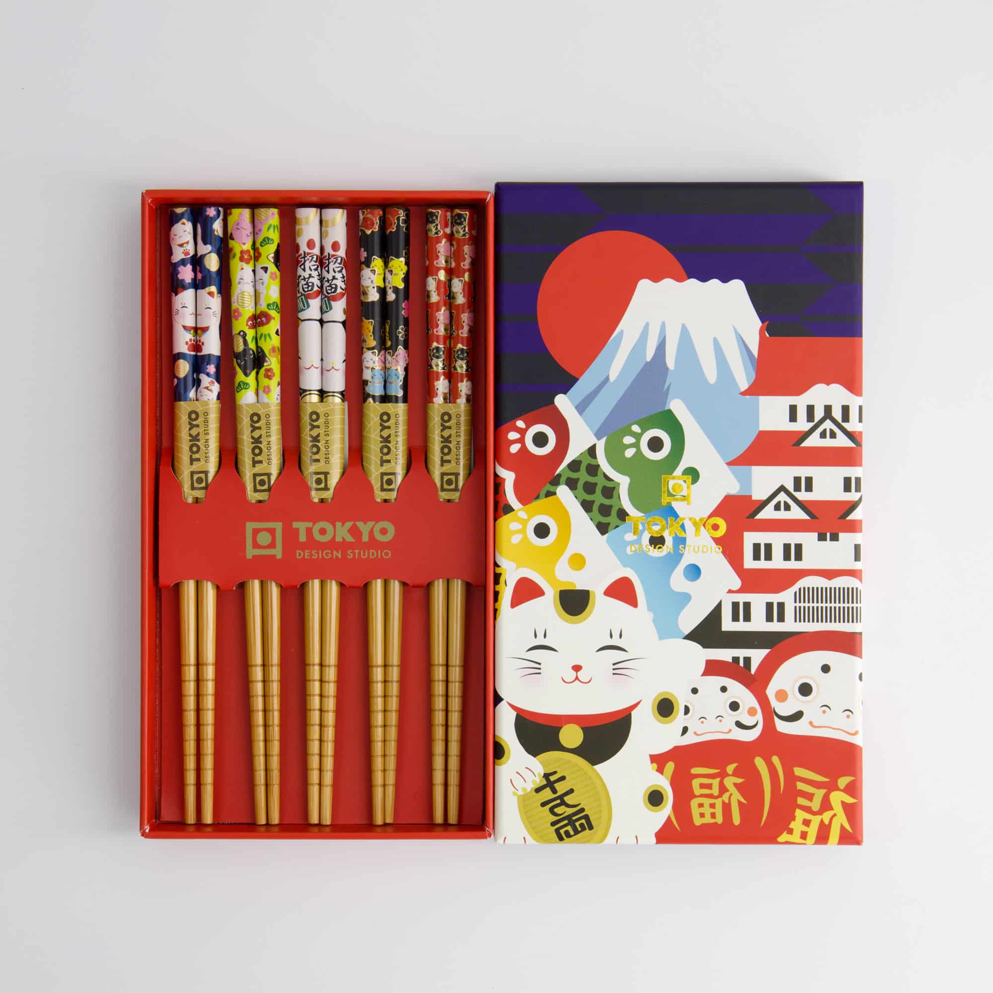 Tokyo Design Studio - Kinder Essstäbchen Geschenkset/5 - Glückskatzen Japan – Bild 2
