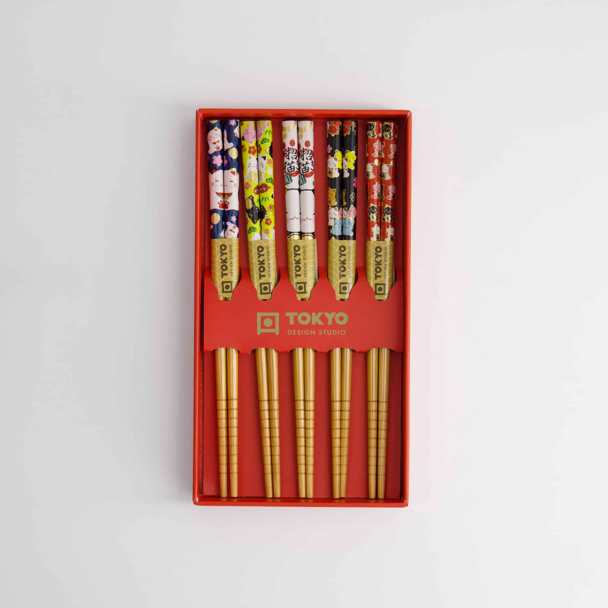 Tokyo Design Studio - Kinder Essstäbchen Geschenkset/5 - Glückskatzen Japan – Bild 3