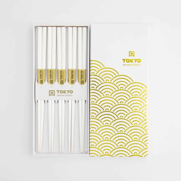 Tokyo Design Studio – Essstäbchen Geschenkset – Fünfteilig – Gold Wave – Bild 2