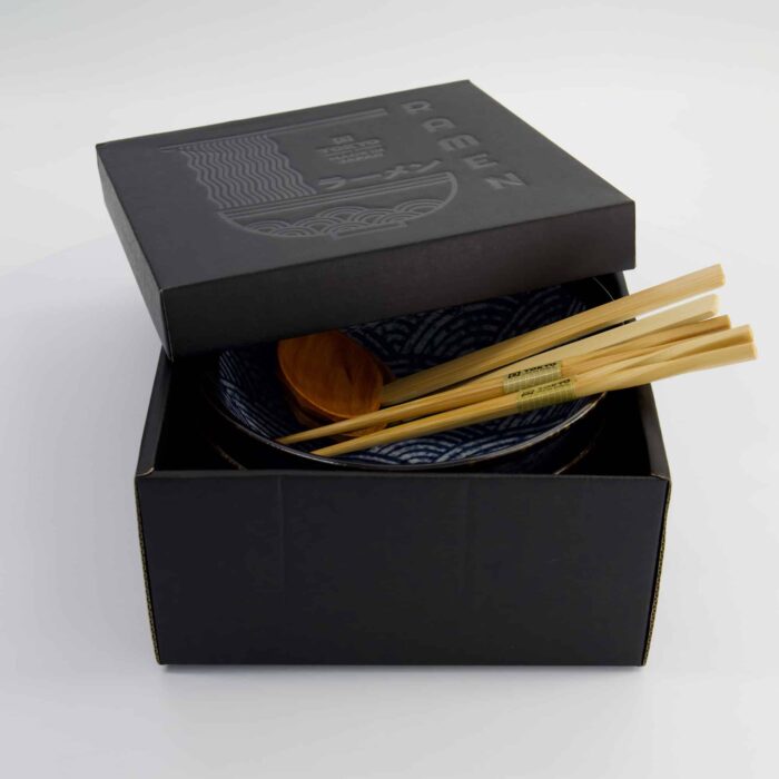Tokyo Design Studio - Aisai Seigaiha - Ramen Schüssel Geschenkset - 6-teilig - Blau - 21,5x9cm - 1300ml – Bild 4