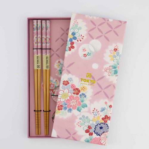 Tokyo Design Studio - Chopstick Giftset - Pink Flower - Vierdelig