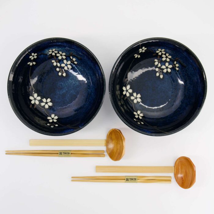 Tokyo Design Studio - Kobaltblau Sakura - 6-teiliges Ramen Geschenkset - 20,5x8cm - 1200ml – Bild 2