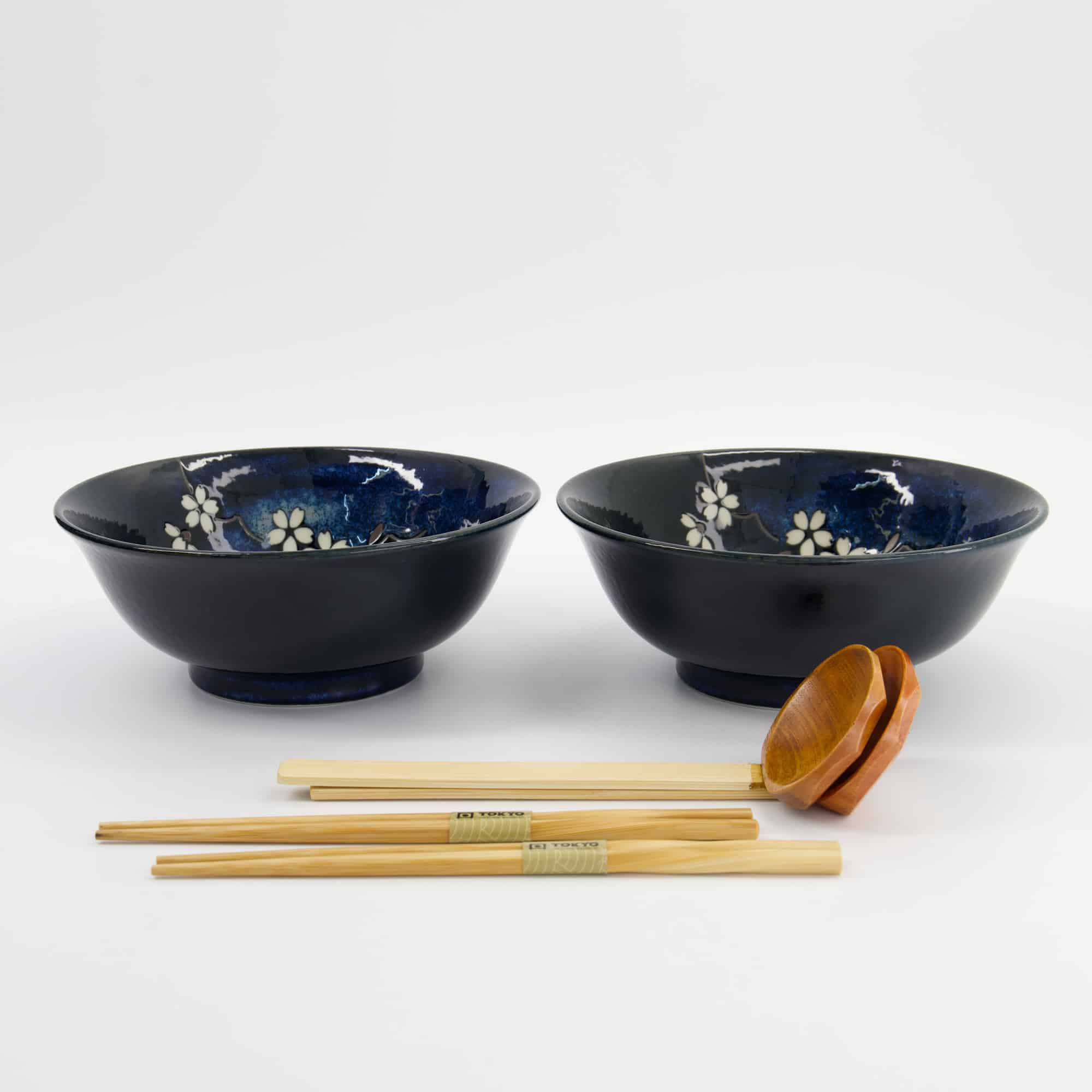 Tokyo Design Studio - Kobaltblau Sakura - 6-teiliges Ramen Geschenkset - 20,5x8cm - 1200ml – Bild 3