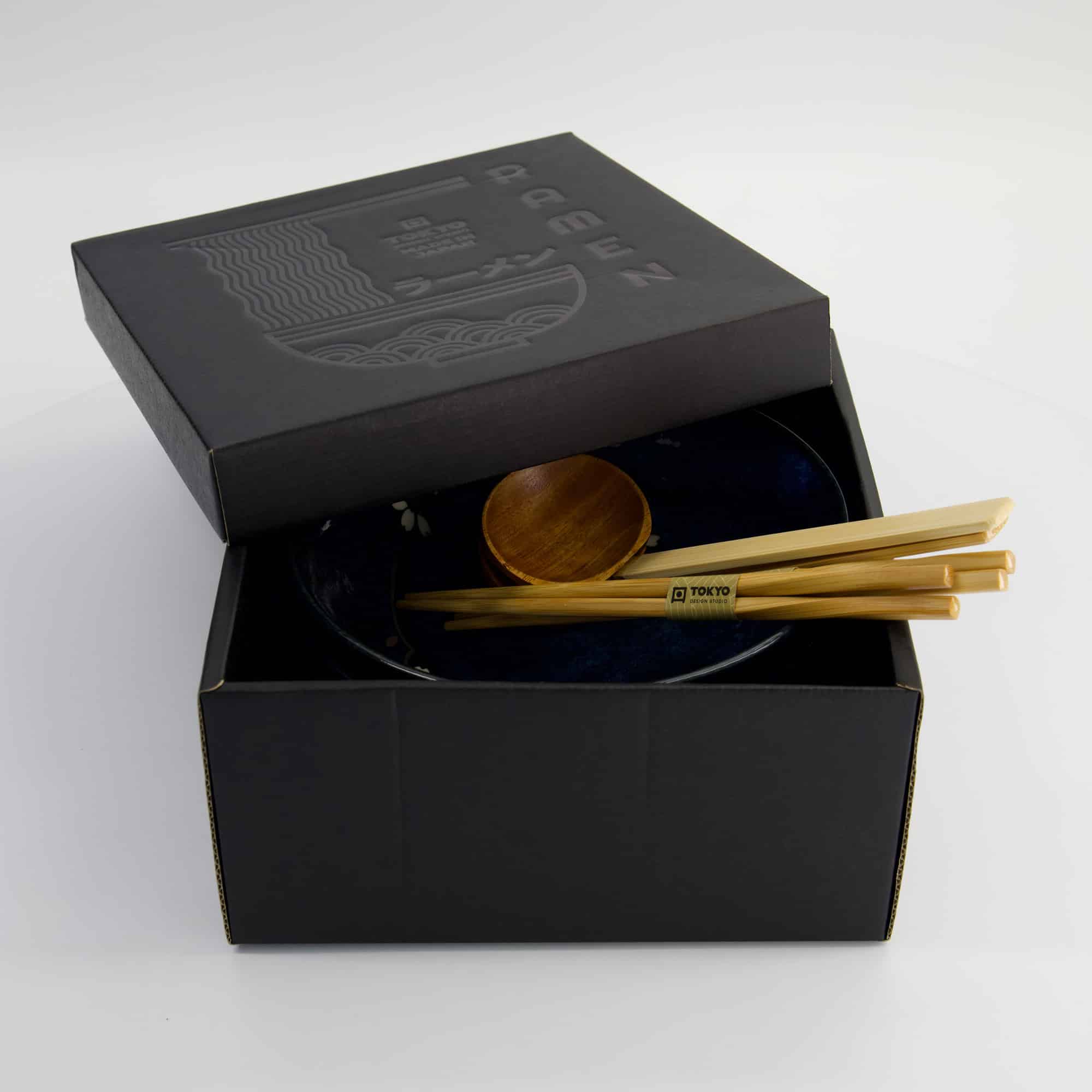 Tokyo Design Studio - Kobaltblau Sakura - 6-teiliges Ramen Geschenkset - 20,5x8cm - 1200ml – Bild 4