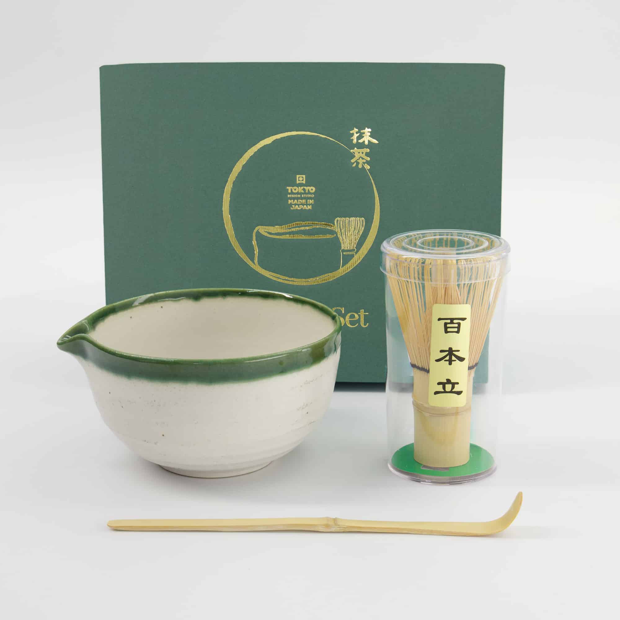 Tokyo Design Studio - Matcha Geschenkset - Wit Oribe - 13x7.2cm - 3 Stuks