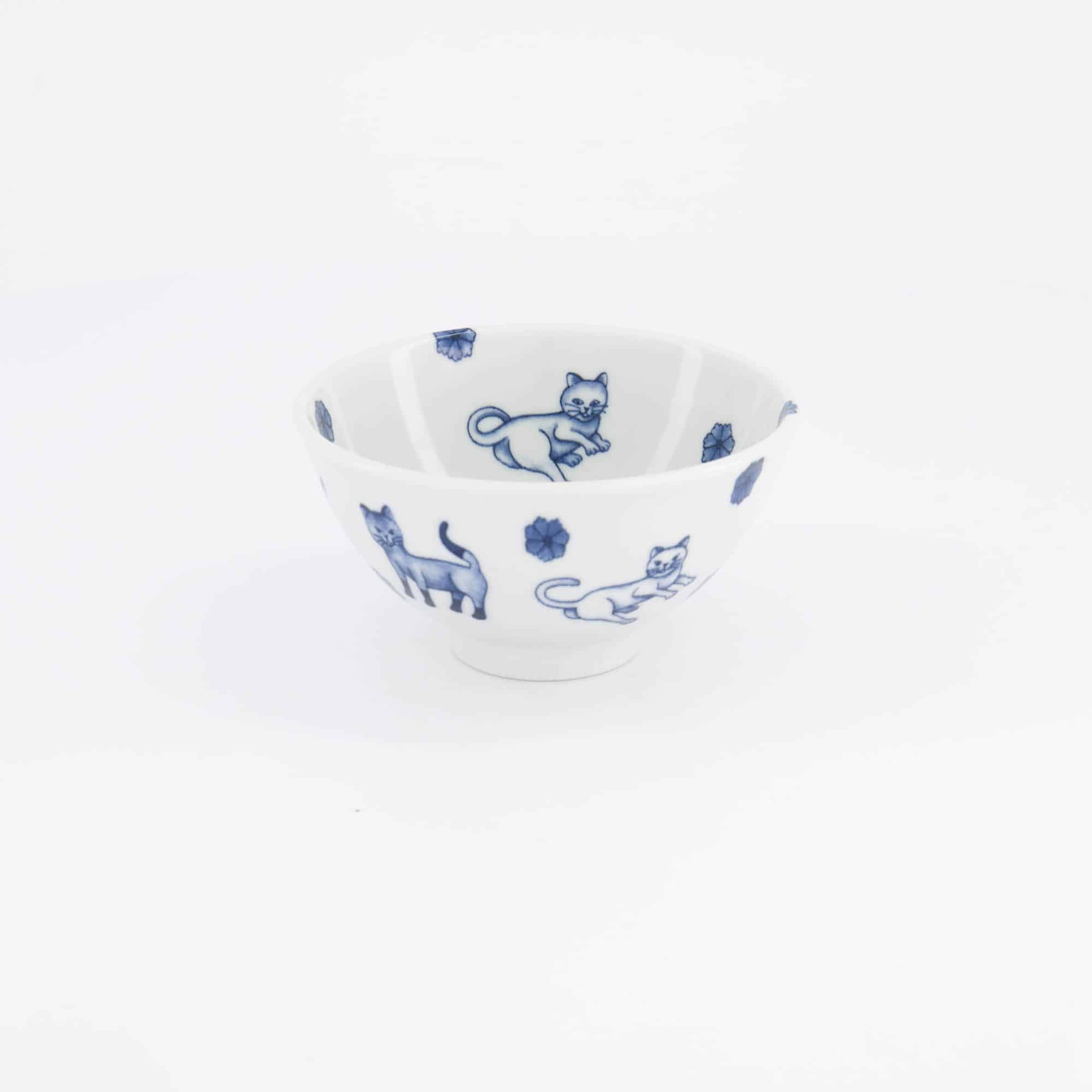 Tokyo Design Studio - Kawaii - Hananeko - Cat - Rice - Bowl – 12 x 6.5 cm – Blue