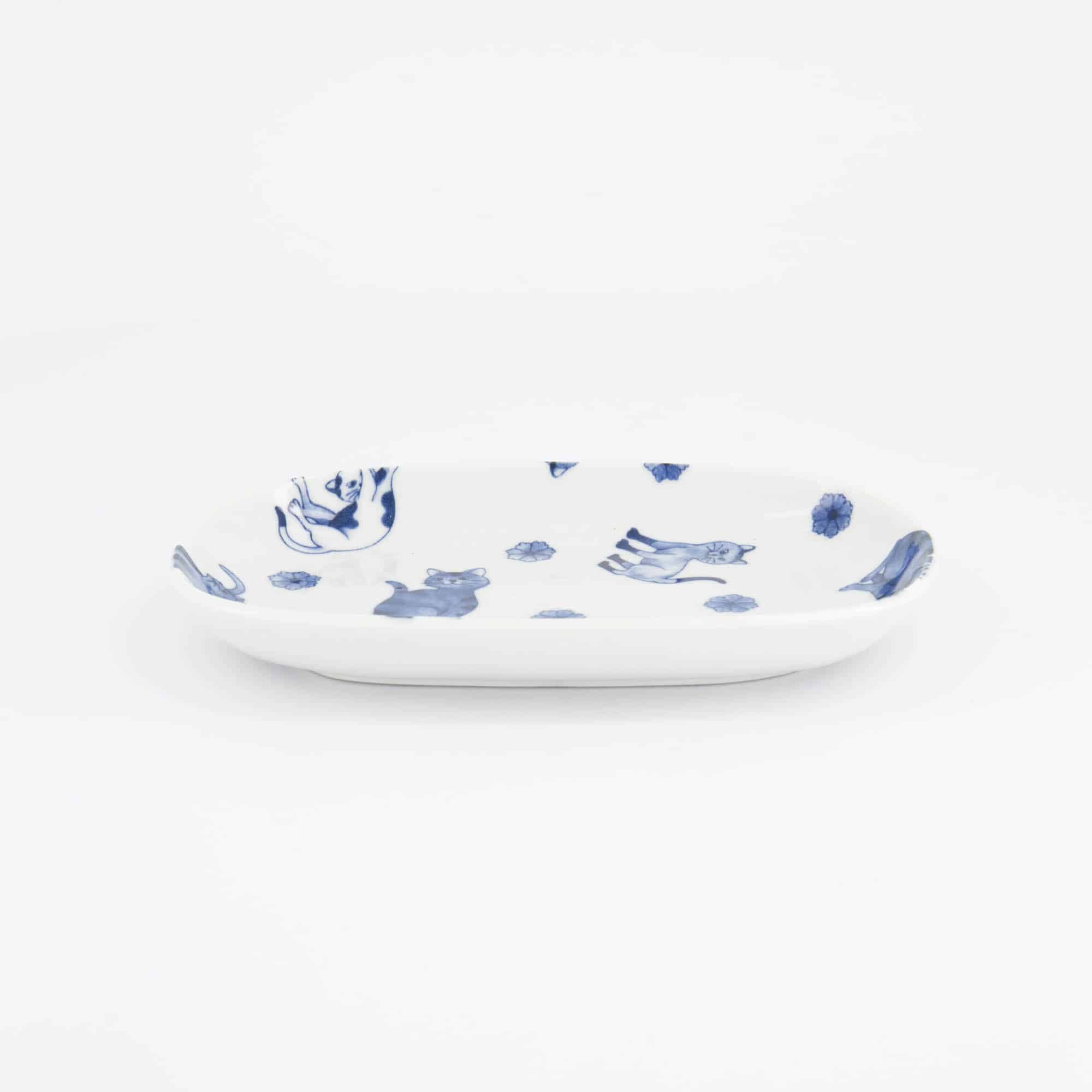 Tokyo Design Studio - Kawaii - Hananeko - Katze - Ovaler - Teller – 18.7 x 12.8 x 2.5 cm – Blau – Bild 4